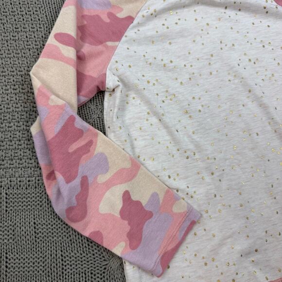 EGG New York Long Sleeve Pink Camo & Gold Polka Dot Raglan ~ 5 - Picture 2 of 11